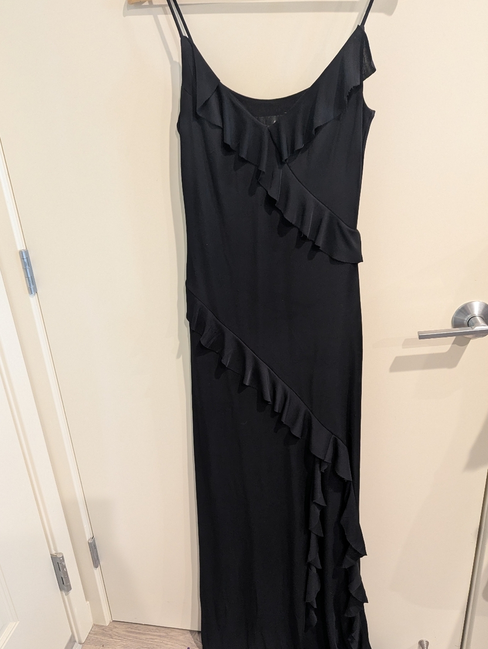 Black Ruffle Slip Maxi Dress - Women